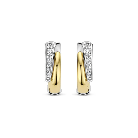 Ti Sento Milano TI SENTO MILANO 78052ZY zilver gerhodineerde zilver verguld oorcreolen met een baantje zirkonia