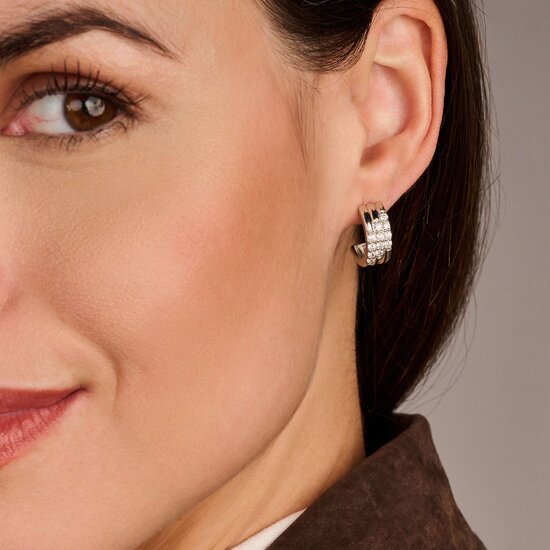 Ti Sento Milano TI SENTO MILANO 78053ZI zilver gerhodineerde zilver creolen 3 baans met zirkonia