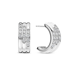 TI SENTO MILANO 78053ZI zilver gerhodineerde zilver creolen 3 baans met zirkonia