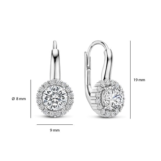 Ti Sento Milano TI SENTO MILANO 78056ZI zilver gerhodineerde zilver oorhanger met rond zirkonia