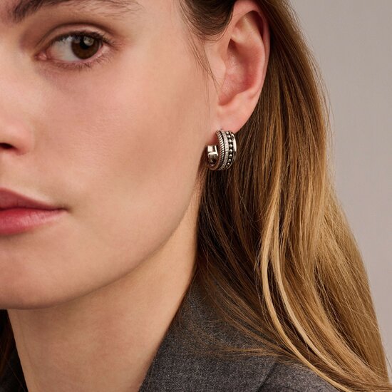 Ti Sento Milano TI SENTO MILANO 78059ZI zilver gerhodineerde zilver creolen 4 baans gedraaid,zirkonia en bolletjes