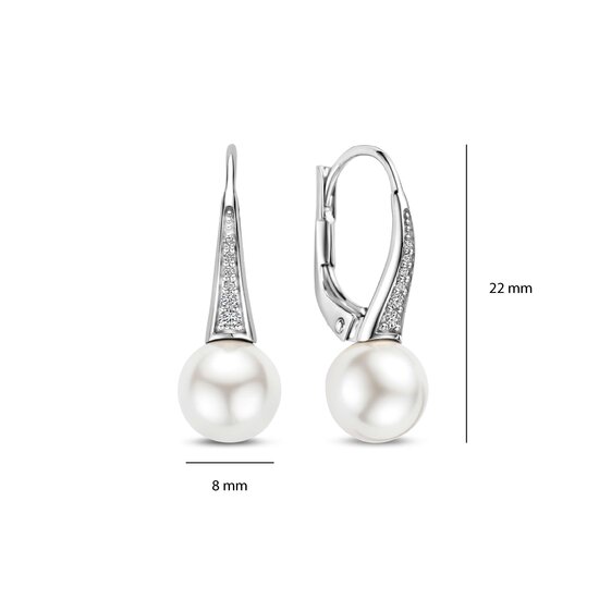 Ti Sento Milano TI SENTO MILANO 78061PW zilver gerhodineerde zilver oorhangers met pareltje