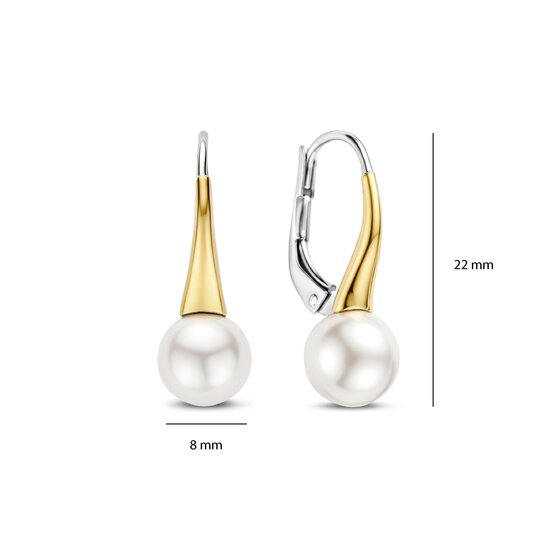 Ti Sento Milano TI SENTO MILANO 78062YP zilver gerhodineerde zilver verguld oorhangers met pareltje