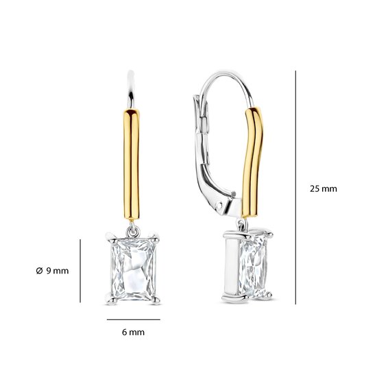 Ti Sento Milano TI SENTO MILANO 78063ZY zilver gerhodineerde zilver verguld oorhangers met steentje zirkonia