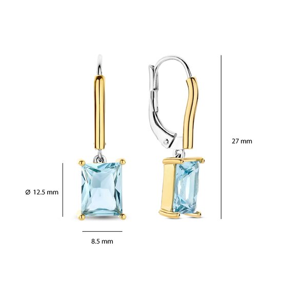 Ti Sento Milano TI SENTO MILANO 78064TY zilver gerhodineerde zilver verguld oorhangers met blauw zirkonia