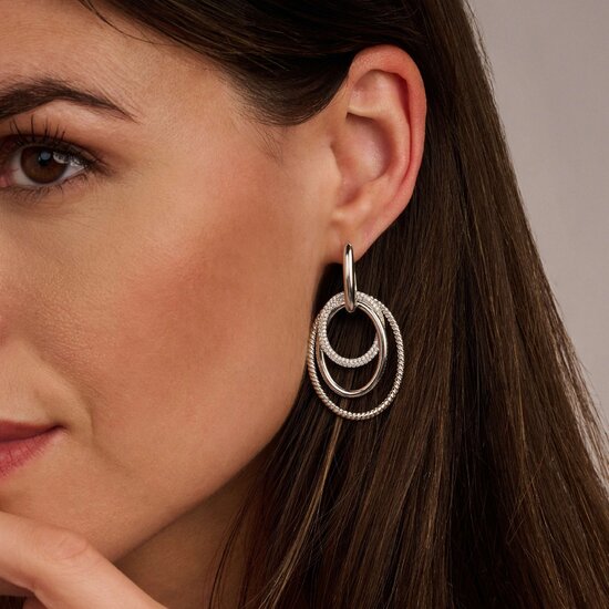 Ti Sento Milano TI SENTO MILANO 78067ZI zilver gerhodineerde zilver oorbellen 3 baans crossover zirkonia en gedraaid
