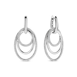 TI SENTO MILANO 78067ZI zilver gerhodineerde zilver oorbellen 3 baans crossover zirkonia en gedraaid