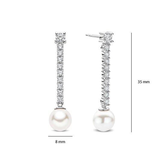 Ti Sento Milano TI SENTO MILANO 78070PW zilver gerhodineerde zilver oorsteker met zirkonia en pareltje