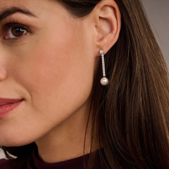 Ti Sento Milano TI SENTO MILANO 78070PW zilver gerhodineerde zilver oorsteker met zirkonia en pareltje