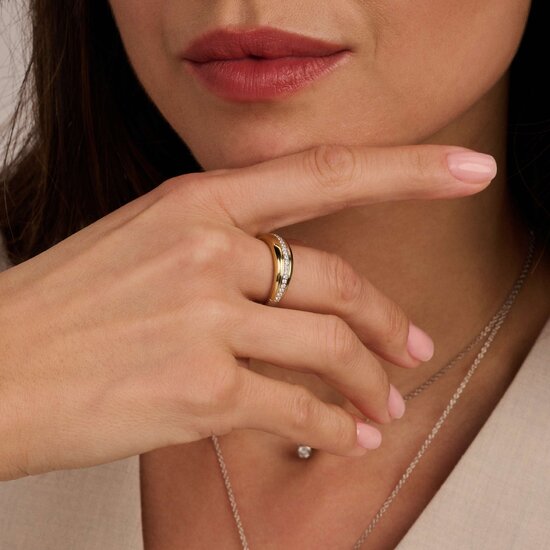 Ti Sento Milano TI SENTO MILANO 12406ZY Zilver gerhodineerde ring met verguld, middenbaan zirkonia