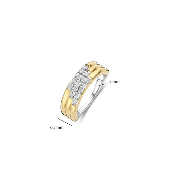 Ti Sento Milano TI SENTO MILANO 12411ZY Zilver gerhodineerde ring met verguld, 3 baans met zirkonia