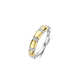 Ti Sento Milano TI SENTO MILANO 12417ZY Zilver gerhodineerde ring met verguld, dwars 5x baan zirkonia