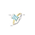 Ti Sento Milano TI SENTO MILANO 12420TY Zilver gerhodineerde ring met verguld en blauwe rechthoekige zirconia