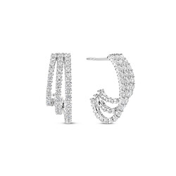 TI SENTO MILANO 78069ZI Zilver gerhodineerde stekercreolen, open 3 baans zirconia's