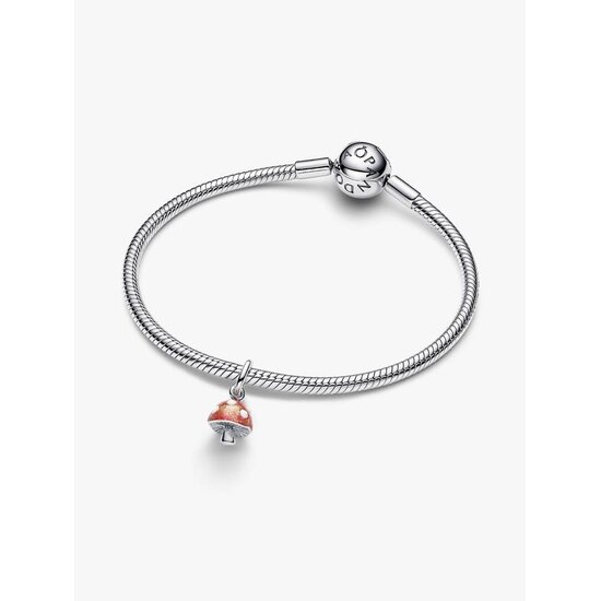 Pandora PANDORA 794376C01 Mushroom sterling silver dangle with glow in the dark white and shimmering red enamel