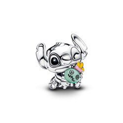 PANDORA DISNEY 794554C01 Stitch sterling silver charm with green Murano glass