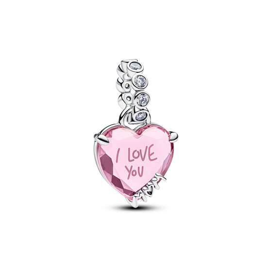 Pandora PANDORA 794464C01 Heart sterling silver dangle with pink zirconia