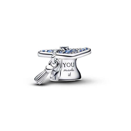 Pandora PANDORA 794461C01 Graduation cap 2026 sterling silver charm with blue crystal