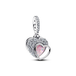 PANDORA 794456C01 Heart sterling silver double dangle with zirconia