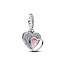 Pandora PANDORA 794456C01 Heart sterling silver double dangle with zirconia and mosaic lab-created opal and resin