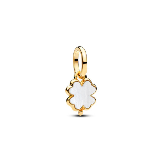 Pandora PANDORA 764564C01 Clover 14k gold-plated unique metal blend mini dangle with bioresin man-made mother of pearl