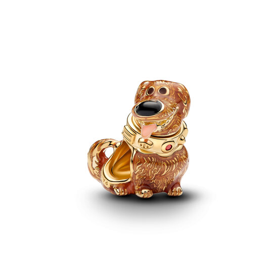 Pandora PANDORA DISNEY 764472C01 Dug 14k gold-plated charm with salsa red crystal and enamel