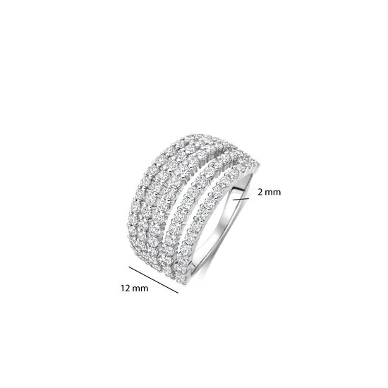 Ti Sento Milano TI SENTO MILANO 12425ZI Zilver gerhodineerde ring, 5-baans, bovenkant geheel met zirconia's