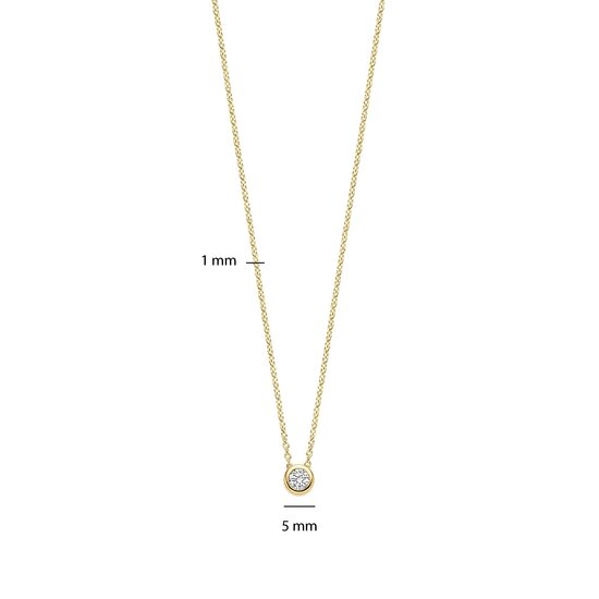 Ti Sento Milano TI SENTO MILANO 34124ZY Zilver verguld collier met zirkonia 4 mm in gladde zetkast, 42 cm