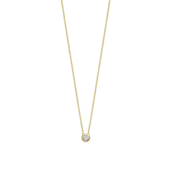 Ti Sento Milano TI SENTO MILANO 34124ZY Zilver verguld collier met zirkonia 4 mm in gladde zetkast, 42 cm