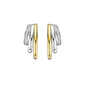 Ti Sento Milano TI SENTO MILANO 78068ZY Zilver vergulde halfronde oorstekers, 3-baans aflopend met verguld en zirconia's