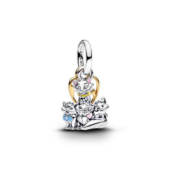 Pandora PANDORA DISNEY 764465C01 Aristocats sterling silver and 14k gold-plated dangle with pink and blue enamel