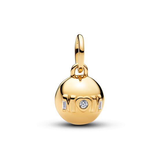 Pandora PANDORA SHINE 764457C01 Openable mom ball 14k gold-plated dangle with zirconia and black enamel