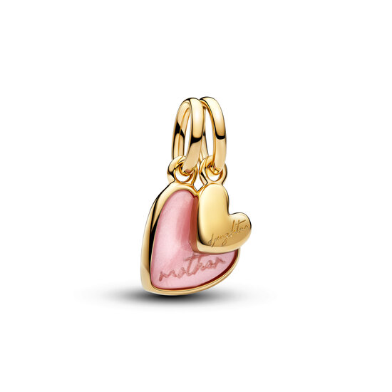 Pandora PANDORA SHINE 763766C01 Mother and daughter 14k gold-plated splittable dangle with pink bioresin mother of pearl