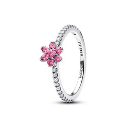 PANDORA 194499C02  Flower sterling silver ring with fancy pink zirconia