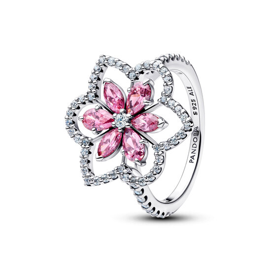 Pandora PANDORA 194577C01  Herbarium cluster sterling silver ring with fancy pink zirconia