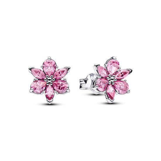 Pandora PANDORA 292633C02  Herbarium cluster sterling silver stud earrings with fancy pink zirconia