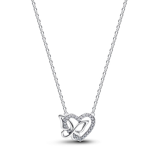 Pandora PANDORA 394477C01 Heart and butterfly sterling silver collier with zirconia