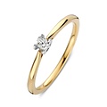 Collectie Milikan Huiscollectie 14krt bicolor solitairring met hartvorm zetting en 1x 0.07ct H/SI, 1060285