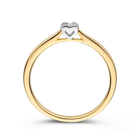 Collectie Milikan Huiscollectie 14krt bicolor solitairring met hartvorm zetting en 1x 0.07ct H/SI, 1060285