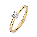 Collectie Milikan Huiscollectie 14krt bicolor solitairring met hartvorm zetting en 1x 0.12ct H/SI, 1060286