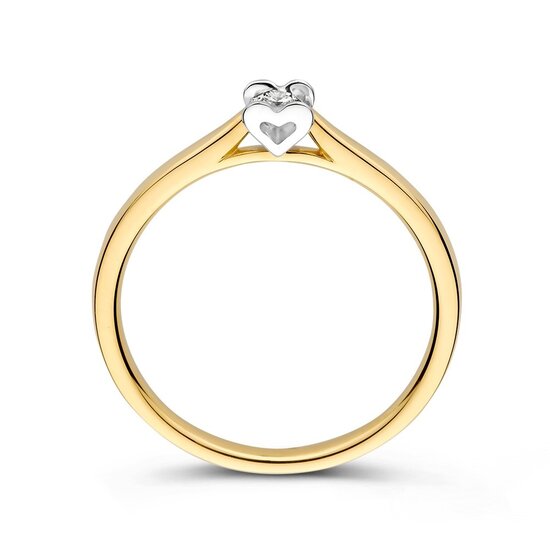 Collectie Milikan Huiscollectie 14krt bicolor solitairring met hartvorm zetting en 1x 0.12ct H/SI, 1060286