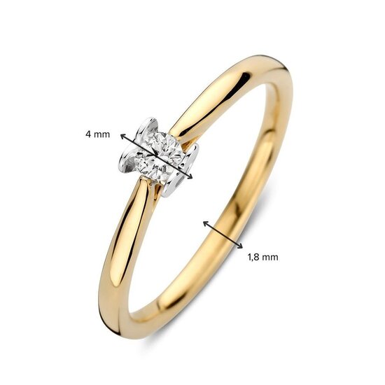 Collectie Milikan Huiscollectie 14krt bicolor solitairring met hartvorm zetting en 1x 0.12ct H/SI, 1060286