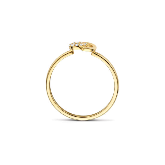 Blush BLUSH 1282YZI 14krt geelgouden ring, twee open rondjes, 1 bezet met zirconia's
