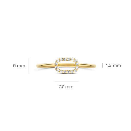 Blush BLUSH 1289YZI 14krt geelgouden ring, open ovaal bezet met zirconia's