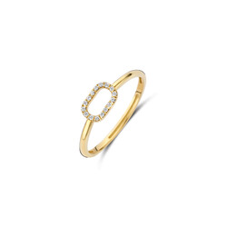 BLUSH 1289YZI 14krt geelgouden ring, open ovaal bezet met zirconia's