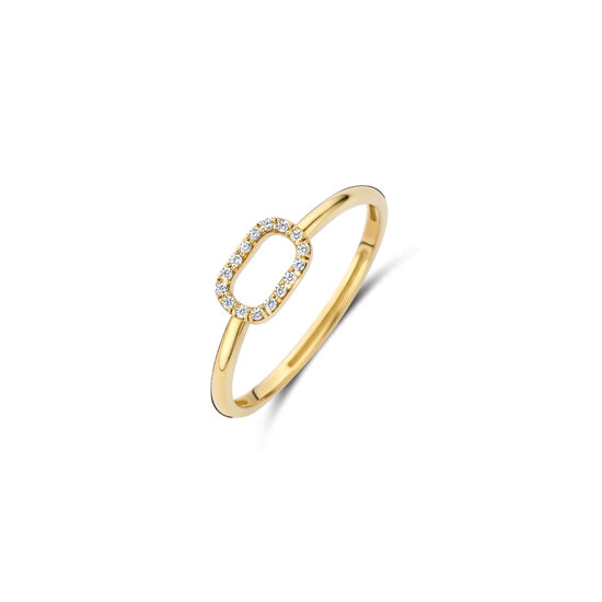 Blush BLUSH 1289YZI 14krt geelgouden ring, open ovaal bezet met zirconia's