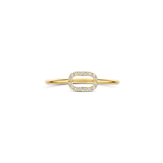 Blush BLUSH 1289YZI 14krt geelgouden ring, open ovaal bezet met zirconia's