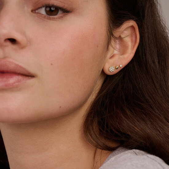 Blush BLUSH 7396YZI 14krt geelgouden oorknoppen, plat rondje bezet met zirconia's, 5.4 mm