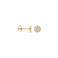 Blush BLUSH 7396YZI 14krt geelgouden oorknoppen, plat rondje bezet met zirconia's, 5.4 mm