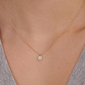Blush BLUSH 3206YZI 14krt geelgouden collier met hangertje, plat rondje bezet met zirconia's, 42 cm